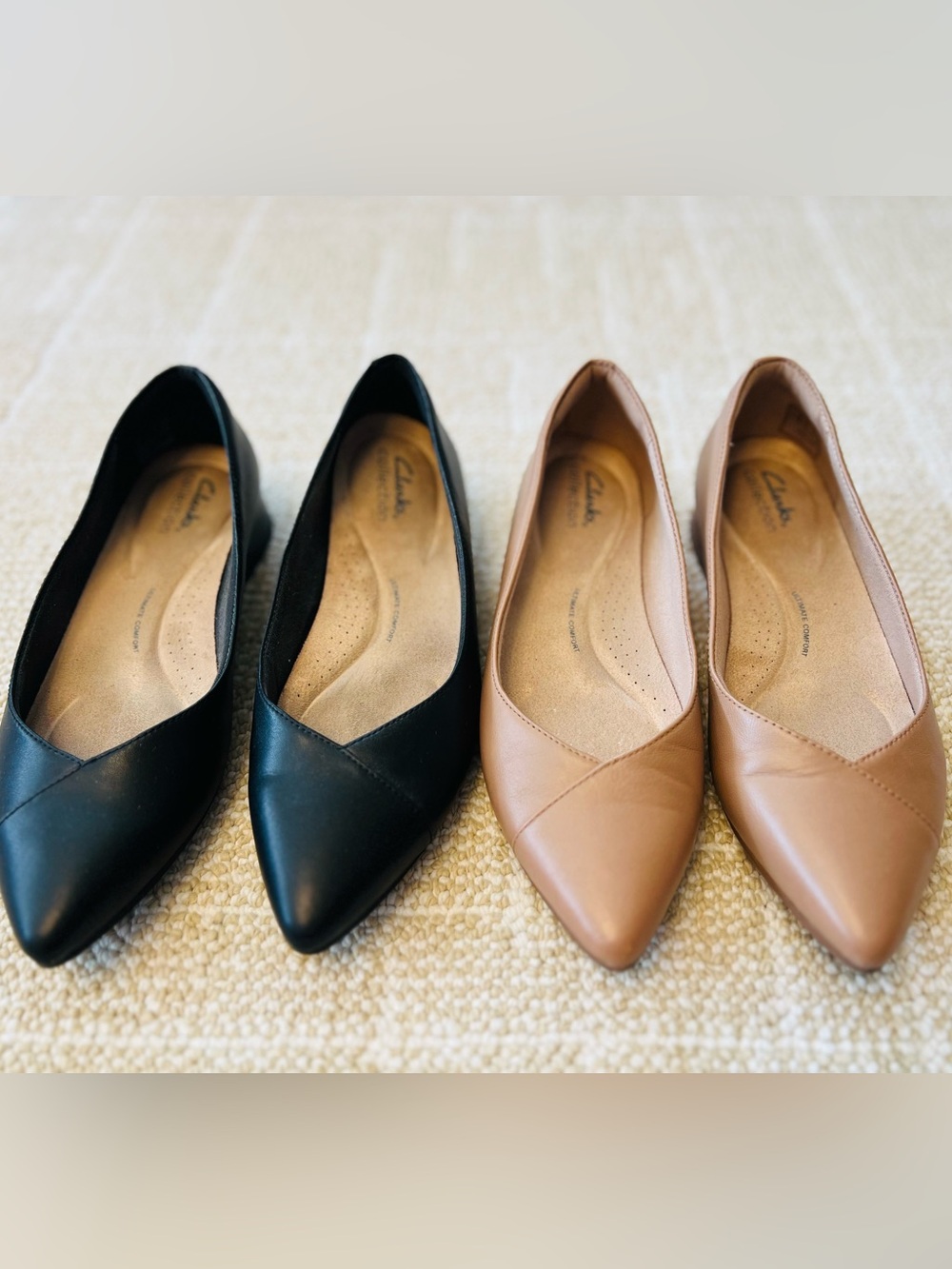 $129 Clarks Women's Pointed-Toe Flats in black/Price per pair - Picture 8 of 8